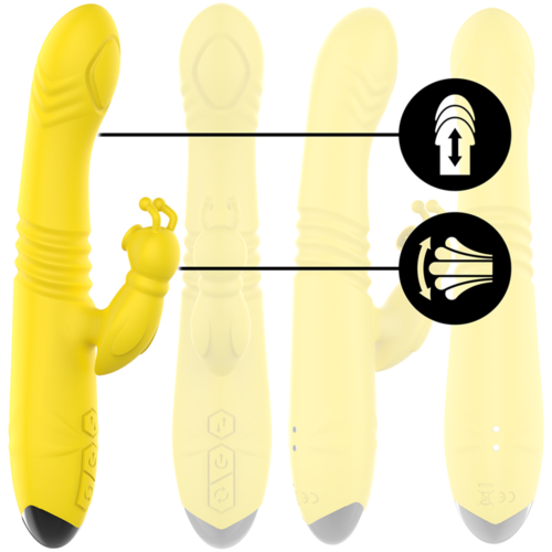 INTENSE - TOKY VIBRADOR MULTIFUNCIN RECARGABLE UP & DOWN CON ESTIMULADOR DE CLITORIS AMARILLO