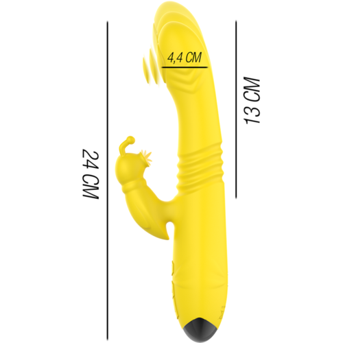 INTENSE - TOKY VIBRADOR MULTIFUNCIN RECARGABLE UP & DOWN CON ESTIMULADOR DE CLITORIS AMARILLO