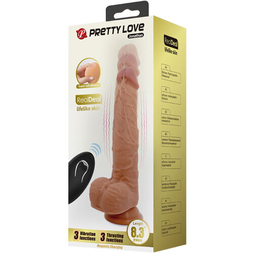 PRETTY LOVE - JONATHAN DILDO SILICONA 3 VIBRACIONES + 3 MEDIDAS INSERCIN CONTROL REMOTO 21 CM