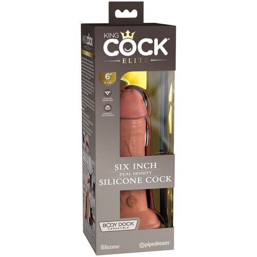 KING COCK - ELITE DILDO REALISTICO SILICONA 15.2 CM CARAMELO