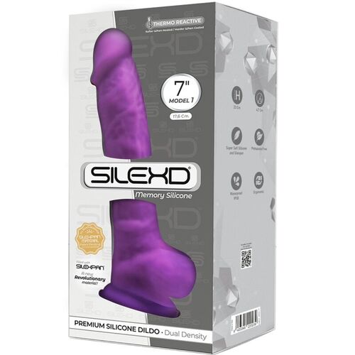 SILEXD - MODELO 1 PENE REALISTICO SILICONA PREMIUM SILEXPAN VIOLETA 17.5 CM