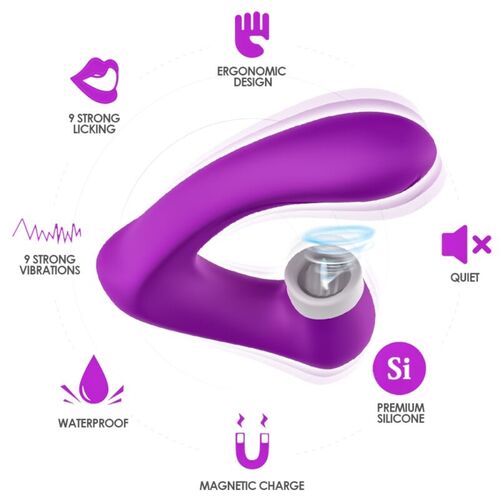 ARMONY - SECRETKISS ESTIMULADOR CON LENGUA CLITORIS & VIBRADOR CURVO VIOLETA