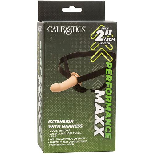 CALEXOTICS - PERFORMANCE MAXX EXTENSIÓN CON ARNÉS PIEL CLARO