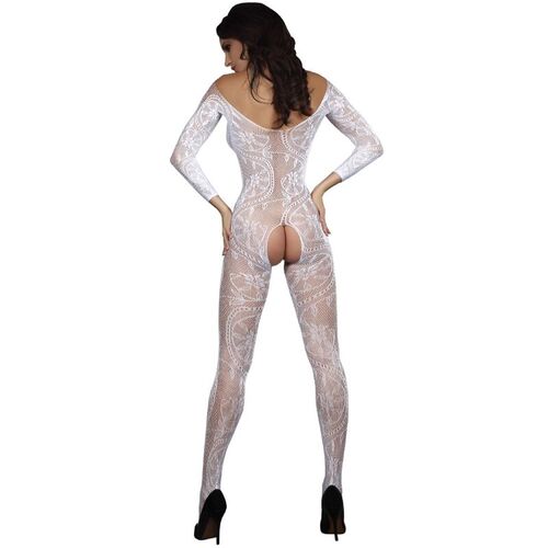 LIVCO CORSETTI FASHION - ZITA LC 17199 BODYSTOCKING CROTCHLESS BLANCO TALLA NICA