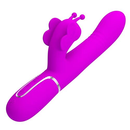 PRETTY LOVE - VIBRADOR RABBIT MULTIFUNCIÓN 4 EN 1 MARIPOSA FUCSIA