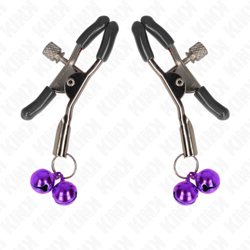 KINK - PINZAS PARA PEZONES CON DOBLE CAMPANILLA VIOLETA 6 CM