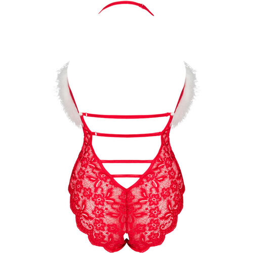 LIVCO CORSETTI FASHION - SANTAS LACE LADY BODY CROTCHLESS NAVIDEÑO S/M