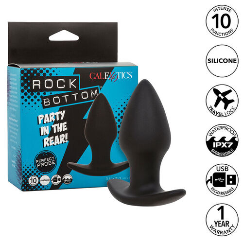 CALEXOTICS - ROCK BOTTOM PERFECT PLUG ANAL 10 VIBRACIONES SILICONA NEGRO