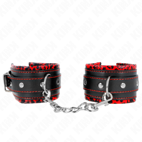 KINK - MUÑEQUERAS FORRADAS ROJO / NEGRO AJUSTABLE 17-29 CM X 6 CM