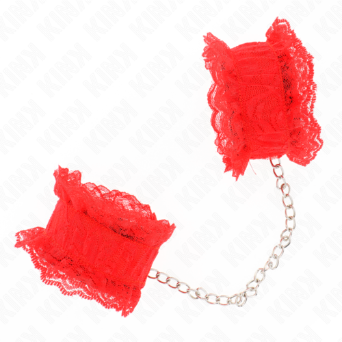 KINK - MUÑEQUERAS ELÁSTICAS DE ENCAJE ROJO