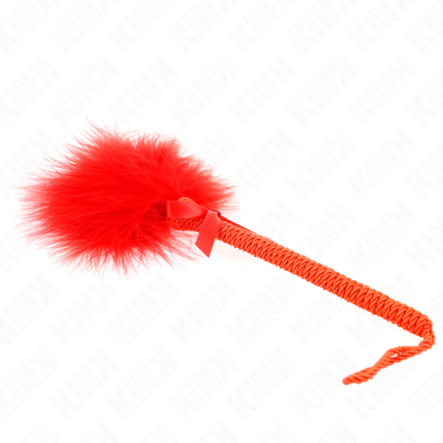 KINK - MASAJEADOR DE CUERDA DE NAILON CON PLUMAS PARA COSQUILLAS Y LAZO ROJO 25 CM