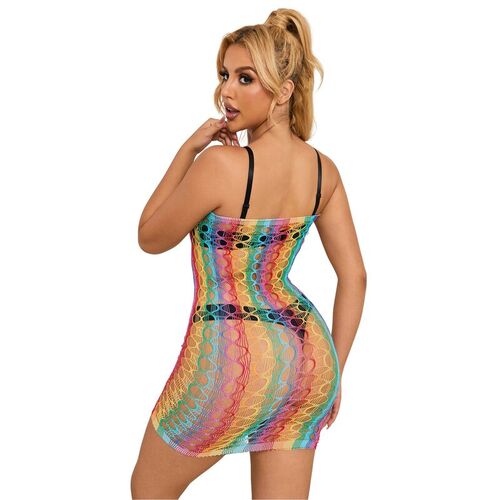 SUBBLIME - 952365 VESTIDO DE REJILLA HOMBROS DESCUBIERTOS ARCOIRIS TALLA ÚNICA