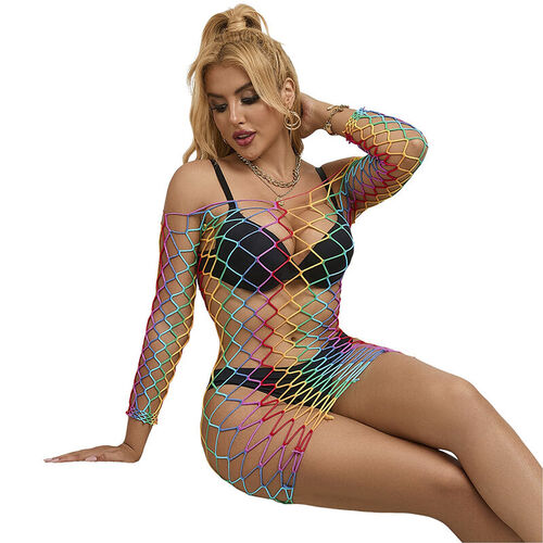 SUBBLIME - 952426 VESTIDO DE REJILLA MANGA LARGA ARCOIRIS TALLA ÚNICA