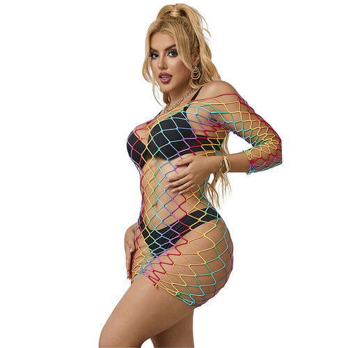 SUBBLIME - 952426 VESTIDO DE REJILLA MANGA LARGA ARCOIRIS TALLA ÚNICA