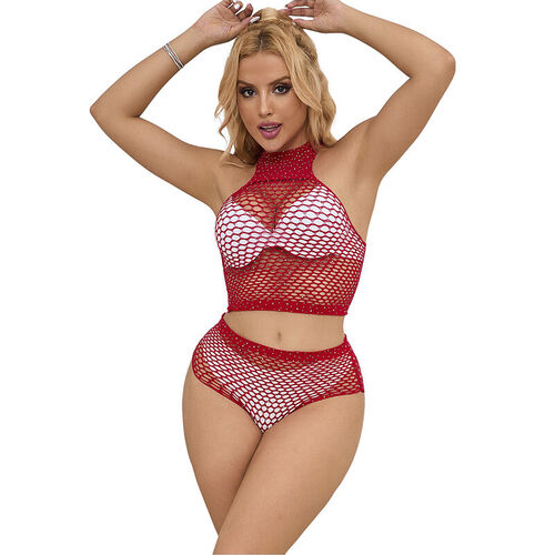 SUBBLIME - 952402 SET DE REJILLA CON BRILLANTES ROJO TALLA ÚNICA