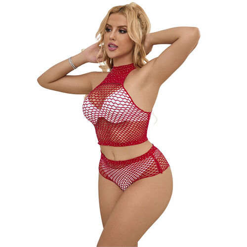 SUBBLIME - 952402 SET DE REJILLA CON BRILLANTES ROJO TALLA ÚNICA