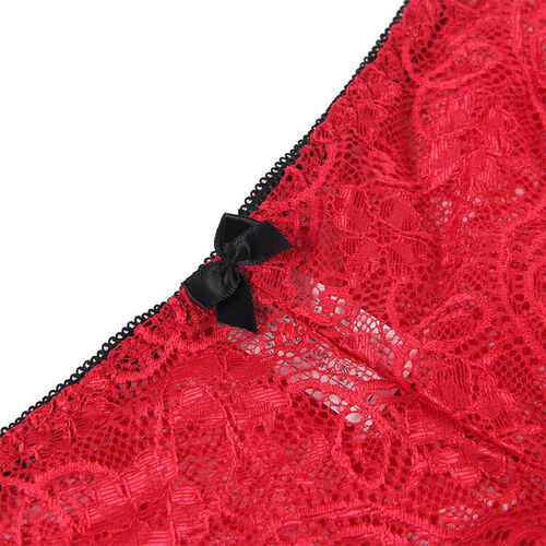 SUBBLIME - 953898 CAMISÓN DE SEDA Y ENCAJE + PANTIES ROJO S/M