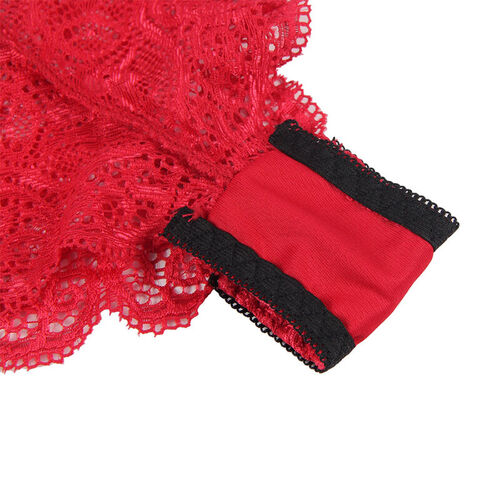 SUBBLIME - 953904 CAMISÓN DE SEDA Y ENCAJE + PANTIES ROJO L/XL