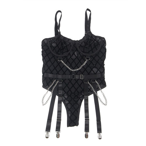 SUBBLIME - 954260 BODY CON CADENAS + LIGUEROS NEGRO S/M