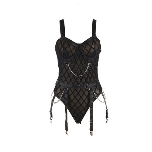 SUBBLIME - 954277 BODY CON CADENAS + LIGUEROS NEGRO L/XL