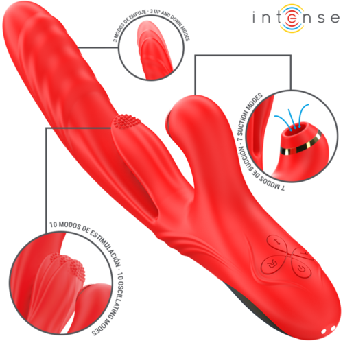 INTENSE - KAROL VIBRADOR MULTIFUNCIÓN EMPUJE & ESTIMULACIÓN & SUCCIÓN ROJO