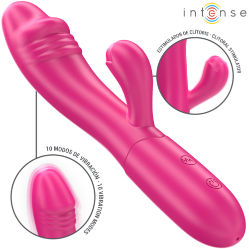 INTENSE - IVY VIBRADOR FLEXIBLE 10 VIBRACIONES CON LENGUA ESTIMULADORA ROSA