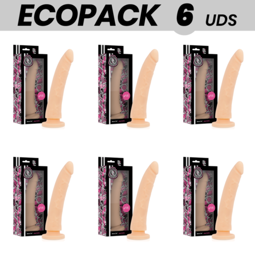 ECOPACK 6 UDS - DELTA CLUB TOYS DILDO NATURAL SILICONA MEDICA 20 CM -O- 4 CM