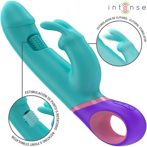 INTENSE - MÓNICA VIBRADOR RABBIT CON ESTIMULADOR ROTATORIO DEL PUNTO G AZUL