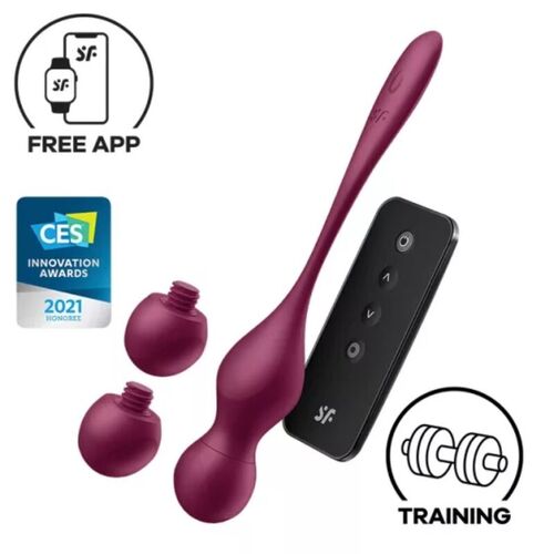 SATISFYER - LOVE BIRDS VARY BOLAS VIBRADORES APP GRATUITA ROJO VINO