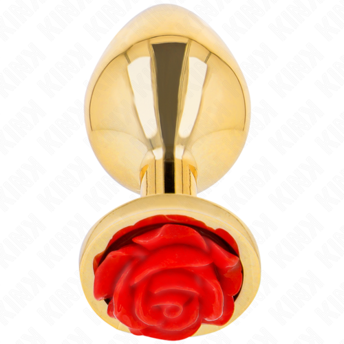 KINK - PLUG ANAL DORADO ROSA ROJA TALLA M