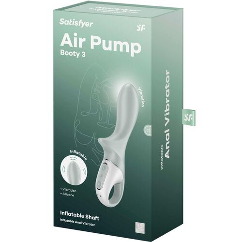 SATISFYER - AIR PUMP BOOTY 3 VIBRADOR ANAL INFLABLE VERDE GRIS