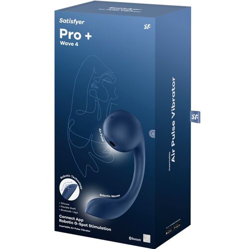 SATISFYER - PRO+ WAVE 4 ESTIMULADOR PUNTO G & AIR PULSE APLICACIÓN GRATUITA AZUL OSCURO