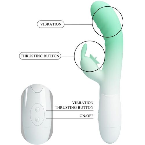 PRETTY LOVE - CERBERUS VIBRADOR RABBIT 3O VIBRACIONES VERDE