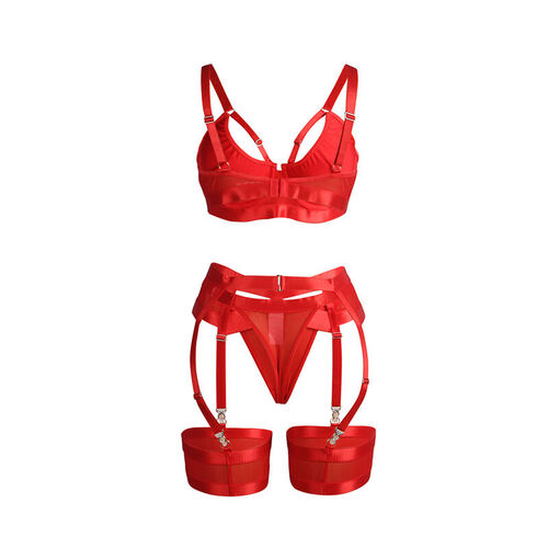 SUBBLIME - 955250 SET SUJETADOR CON LIGUERO BONDAGE ROJO S/M