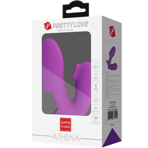 PRETTY LOVE - ATHENA VIBRADOR DE DEDO CON ESTIMULADOR CLÍTORIS MORADO