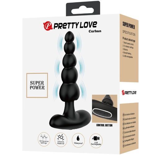 PRETTY LOVE - CORBAN VIBRADOR ANAL 10 VIBRACIONES NEGRO