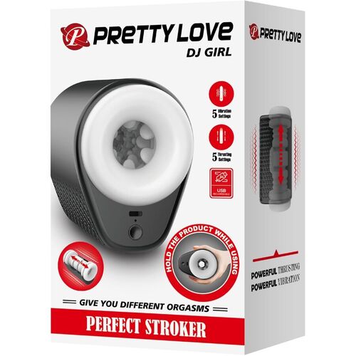 PRETTY LOVE - DJ GIRL MASTURBADOR MASCULINO CON VIBRACIÓN 5 CONFIGURACIONES NEGRO