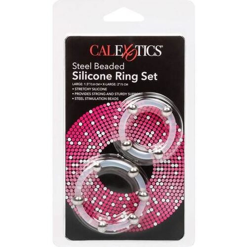 CALEXOTICS - KIT DE 2 UDS ANILLO DE SILICONA CON CUENTAS DE ACERO